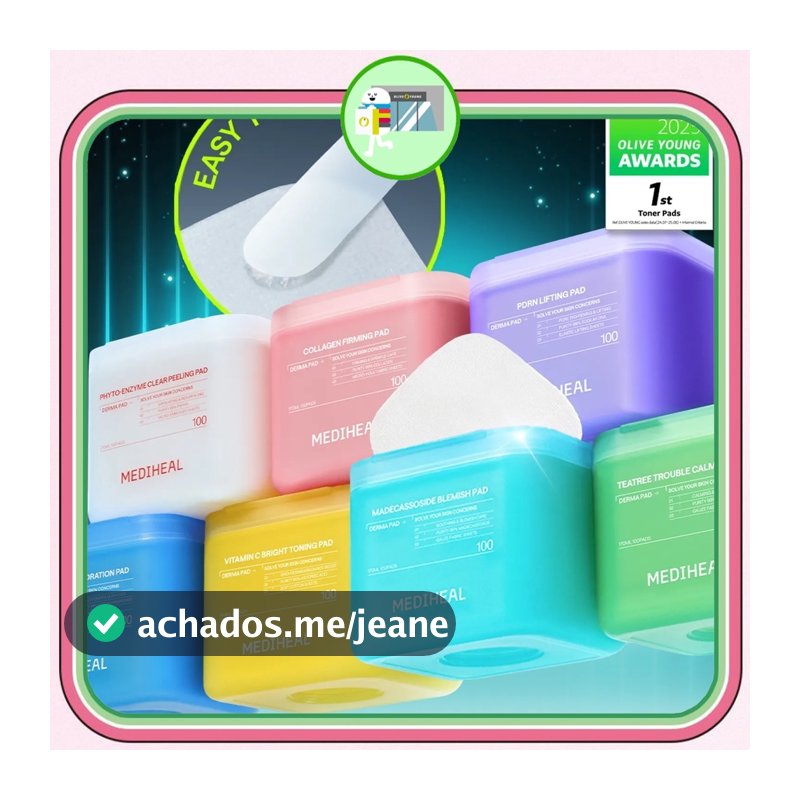 Almofadas De Toner Diurna E Noturna MEDIHEAL 100 │ 100 + 100 Folhas