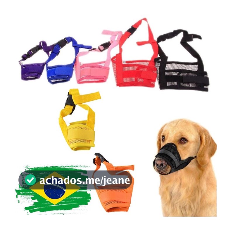 Focinheira Regulável Respirável Cachorro Pequeno Médio e Grande Tamanhos P/M/G/GG/GGG