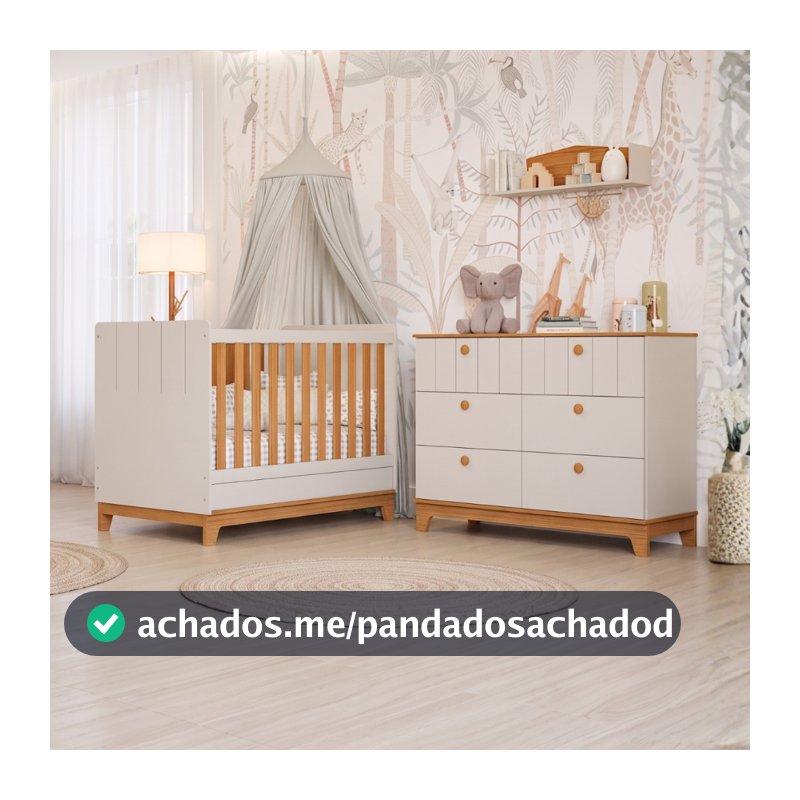Quarto de Bebê Completo Berço Americano Cômoda 100% MDF Retrô