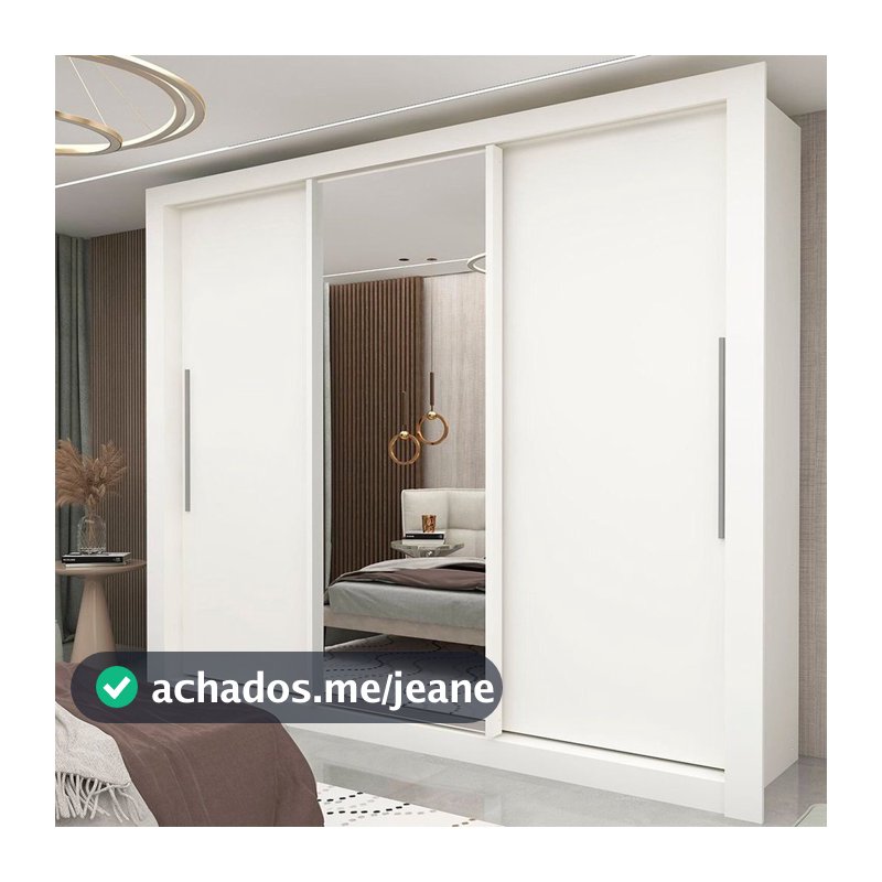 Guarda-Roupa Casal 3 Portas 1 Porta Espelhada Milão 100% MDF Yescasa Branco Branco