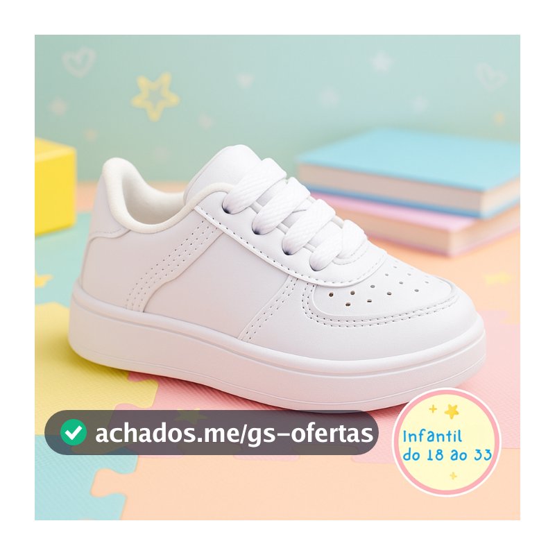 Tênis Branco Unissex Infantil e Baby, Conforto e Elegância para Crianças do 18 ao 33!