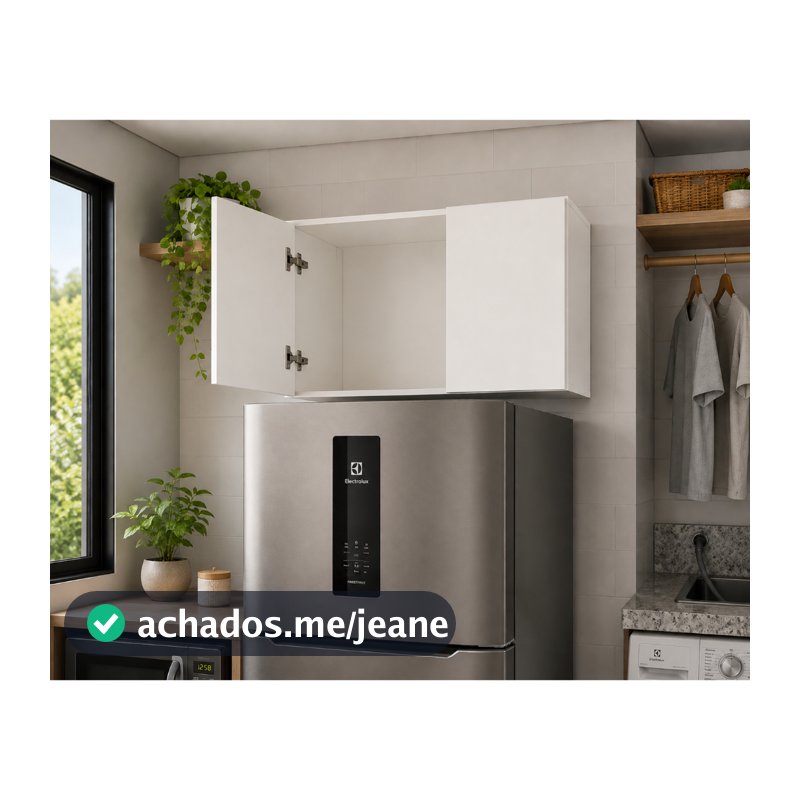 Armario Aereo Multi Uso Para Lavanderia Geladeira em MDF Branco Alta Qualidade