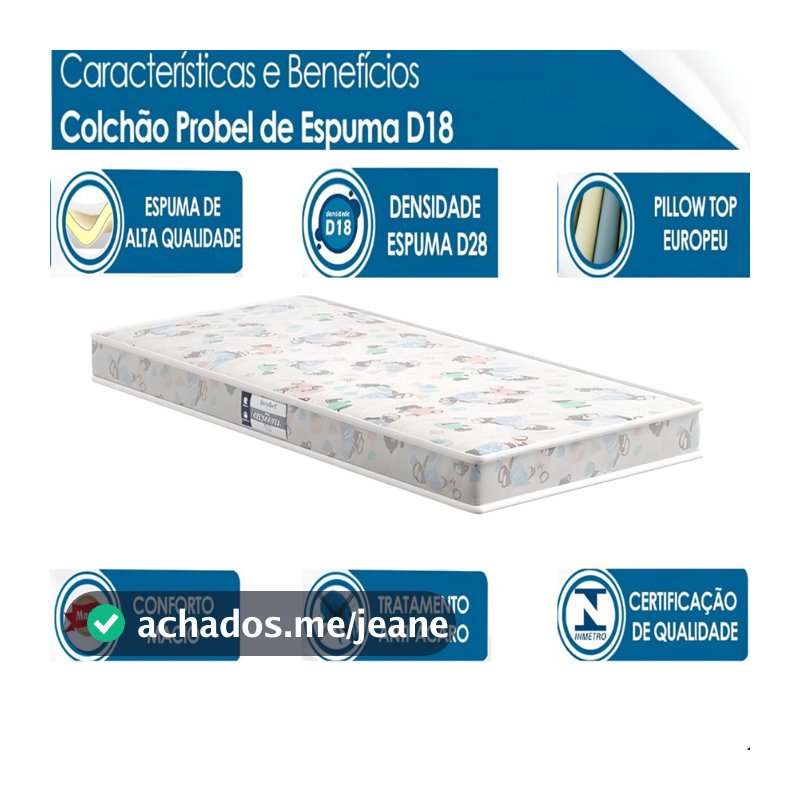 Colchão Probel Para Berço Americano Espuma D18 Impermeável  Infantil 130x70 Quarto Criança