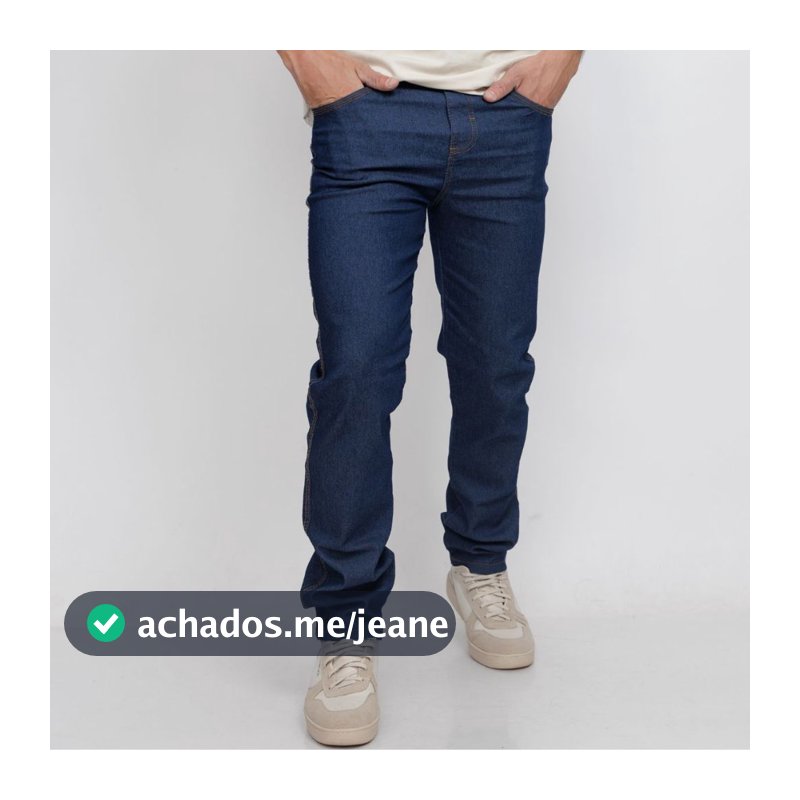 Calça Jeans Masculina Tradicional Com Elastano Lycra Reta Trabalho Passeio Azul Escuro