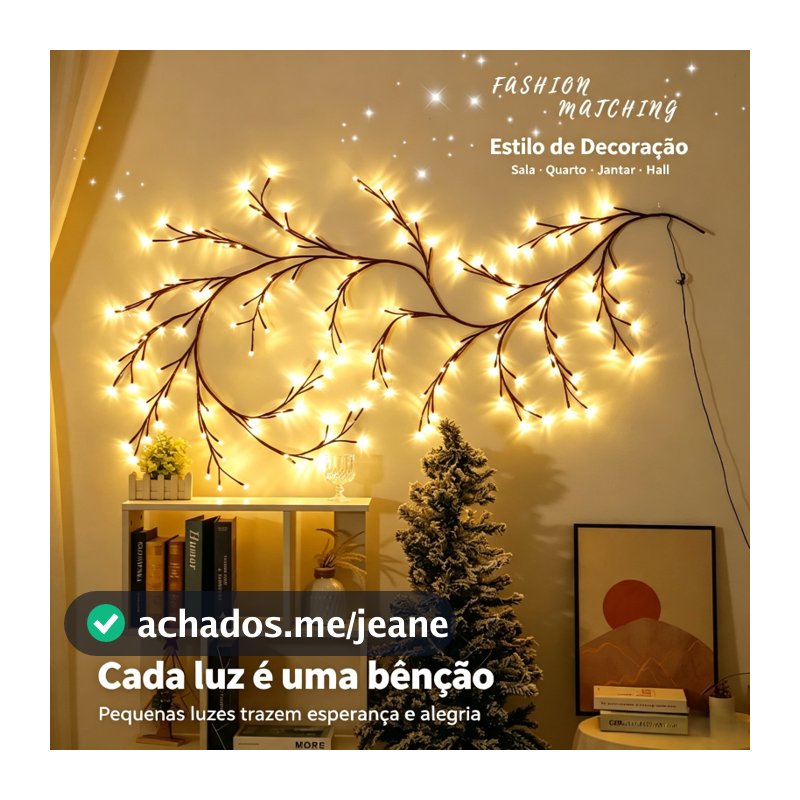 Luz de Parede LED Galho de Árvore Flexível Decoração Ambiente Bivolt para Sala Quarto e Hall