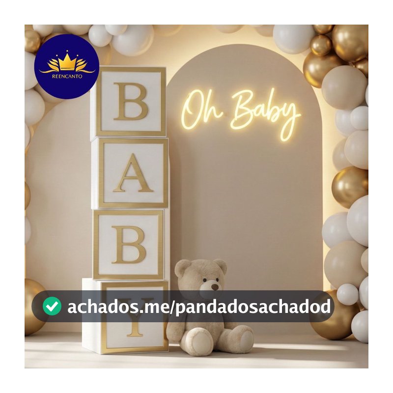 Cubo Oh Baby 1 Metro MDF 3mm Decoracao Cha Bebe Cha Revelacao Painel Festa Pegue Monte
