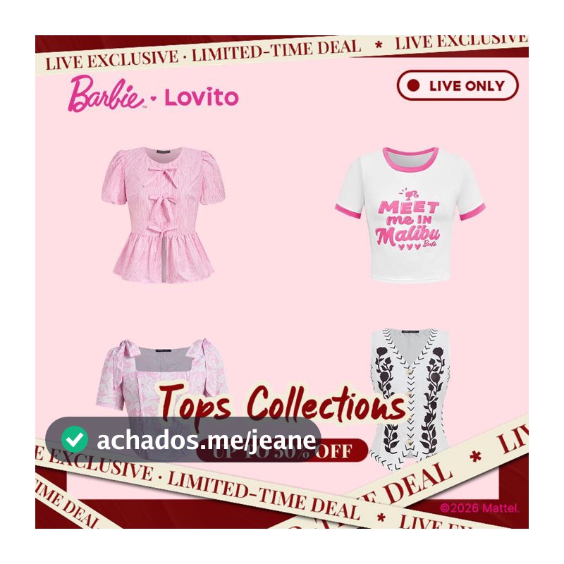 Barbie™ X Lovito Blusa Feminina Casual Promoção Especial Primavera/Verão