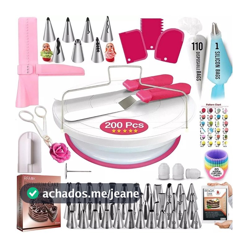 Kit Confeiteiro Completo com 200 Peças - Bicos de Confeitar Profissionais e Acessórios para Decoração