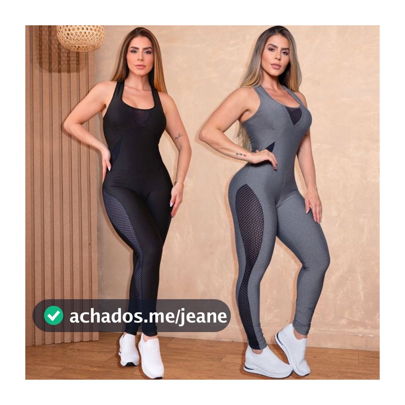 Macacão Fitness Feminino Com Decotes Em Tela e Bojo Zero Transparência Para Treinar Academia Premium