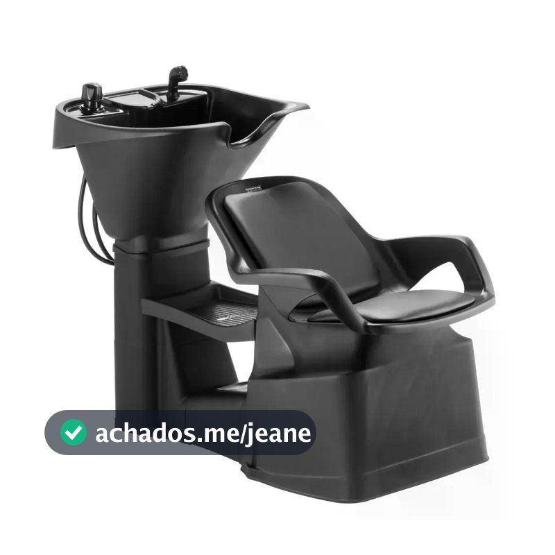 Lavatório de Cabelo Profissional Barbearia  Cuba Profunda Reclinável, Estofado, Ducha, Registro e Prateleira para Salão