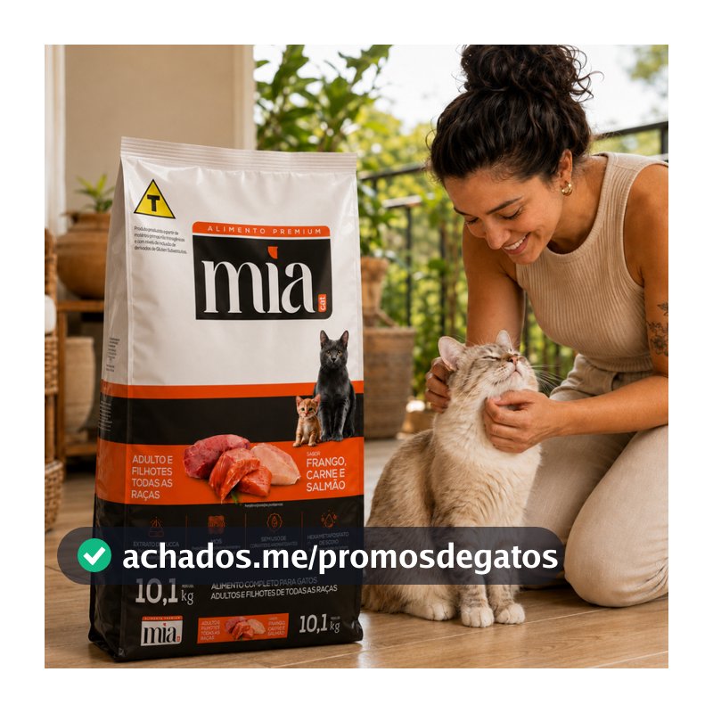 Ração Gato 10kg Filhote Adulto Mia Cat Premium 27% Proteína