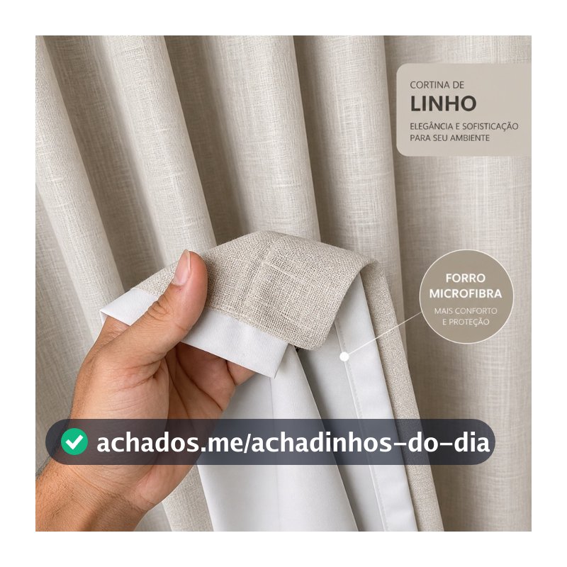 Cortina Sala e Quarto Linho com Forro Microfibra Premium de Luxo