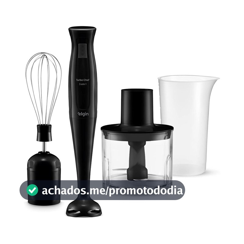Mixer Elétrico Triturador Desmontável Liquidificador Chef MIX-20 3 em 1 200W  Preto Elgin - 127V