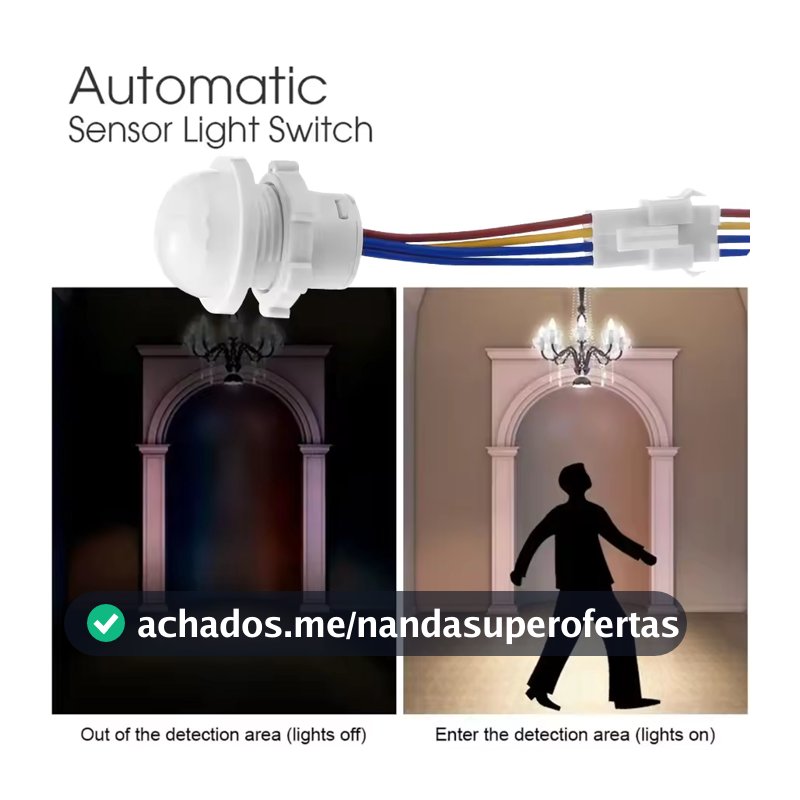 Sensor de Movimento Mini AC Axus 110V 220V - Sensor Infravermelho PIR, Interruptor Inteligente para Casa, Sensor de