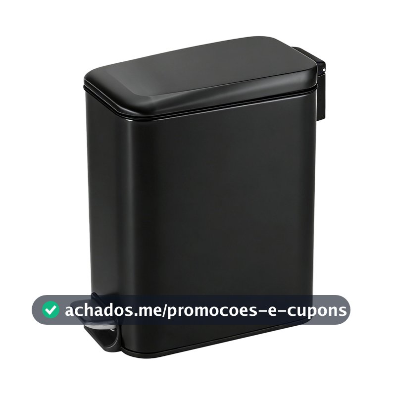 Lixo Lixeira Soft Close 5 Litros Inox Preta Balde Cesto Removível Slim Banheiro Lavabo Cozinha Casa