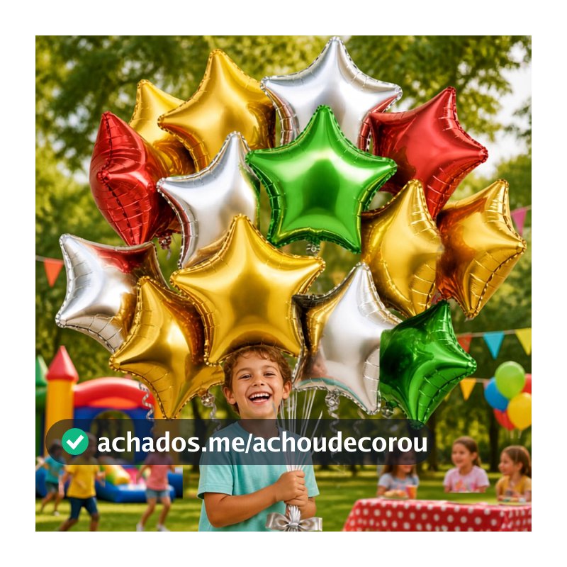 Kit 10 Balão Metalizado Estrela 10 Polegadas 25cm Festa Decoração Aniversário