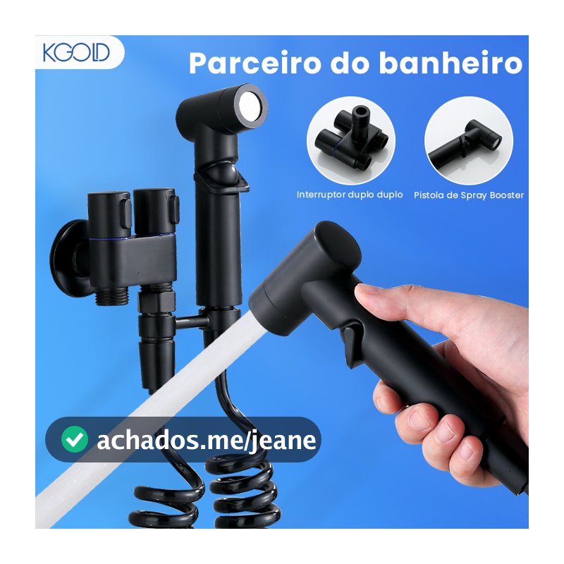 Ducha Higiênica Válvula Dupla Conjunto De Pulverizador De Bidé De Parede Fosco Preto