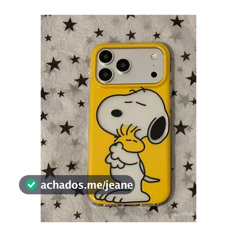 Capa de celular para iPhone, fundo amarelo com Snoopy, capa de celular para iPhone 17 PROMAX, capa exclusiva e fofa para