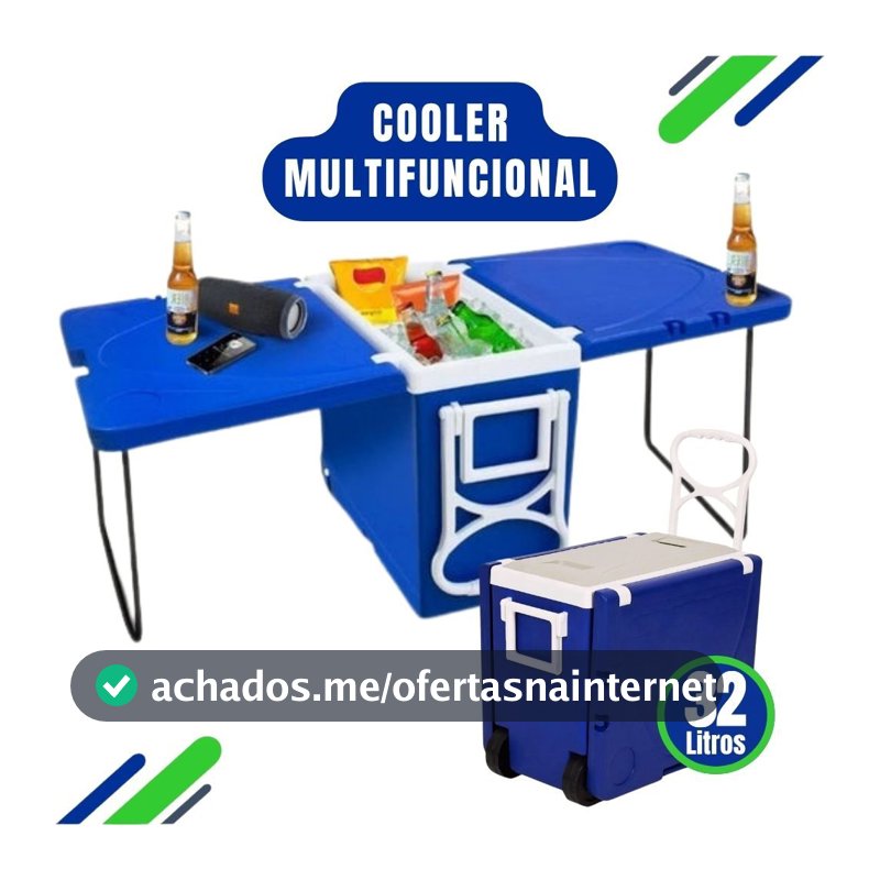 Cooler Multifuncional Super Térmico 32L – Com Mesa Retrátil ou Sem