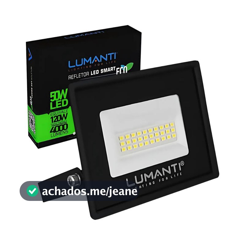 Refletor Preto Led Eco Start 50w Bivolt Branco Frio 5500k IP66 Lumanti