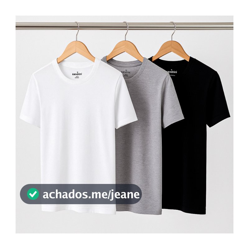 Kit 3 Camisetas Básicas Lisa Dia a Dia Algodão Sandrini Confortavel Masculina Adulto Promoção Original