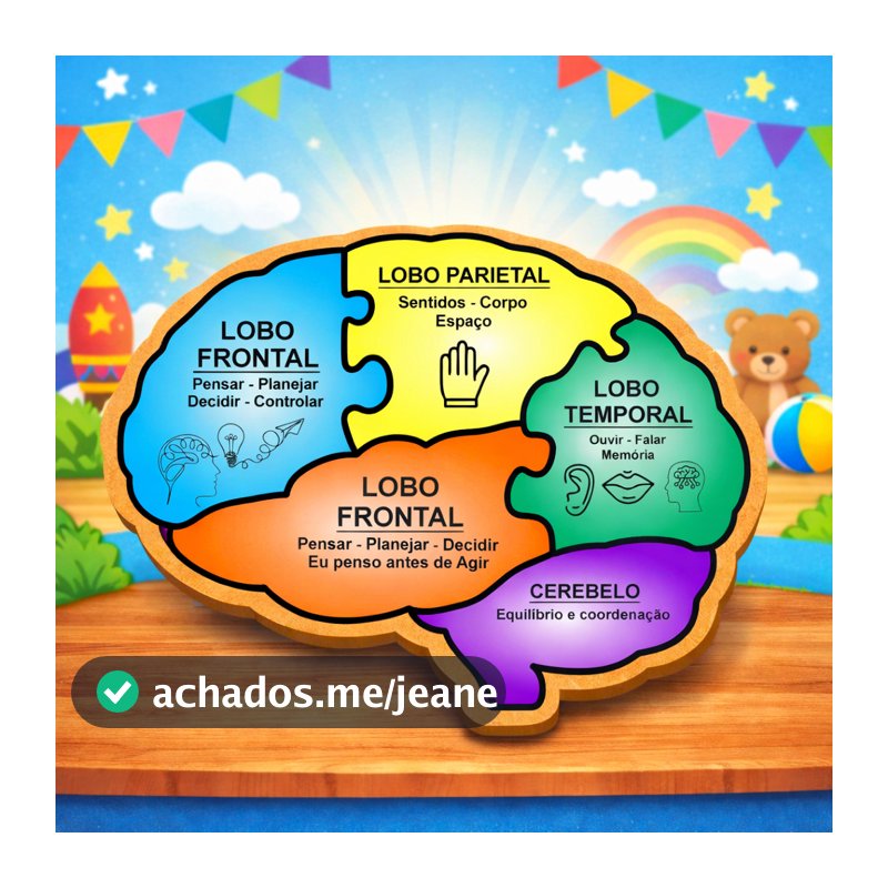 Quebra Cabeça Educativo Formato Cérebro MDF Infantil Pedagógico