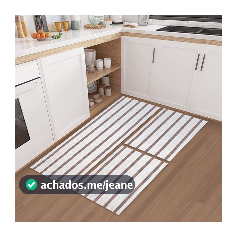 Kit Cozinha 3 Peças Algodão Passadeira + 2 Capachos ,  lavável em máquina , Alta Qualidade