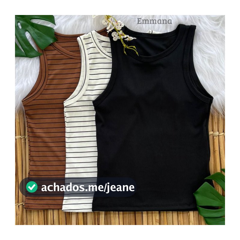 Kit 3 Regata Canelada Feminina Lisa e Listrada Blusa Básica Camiseta Casual