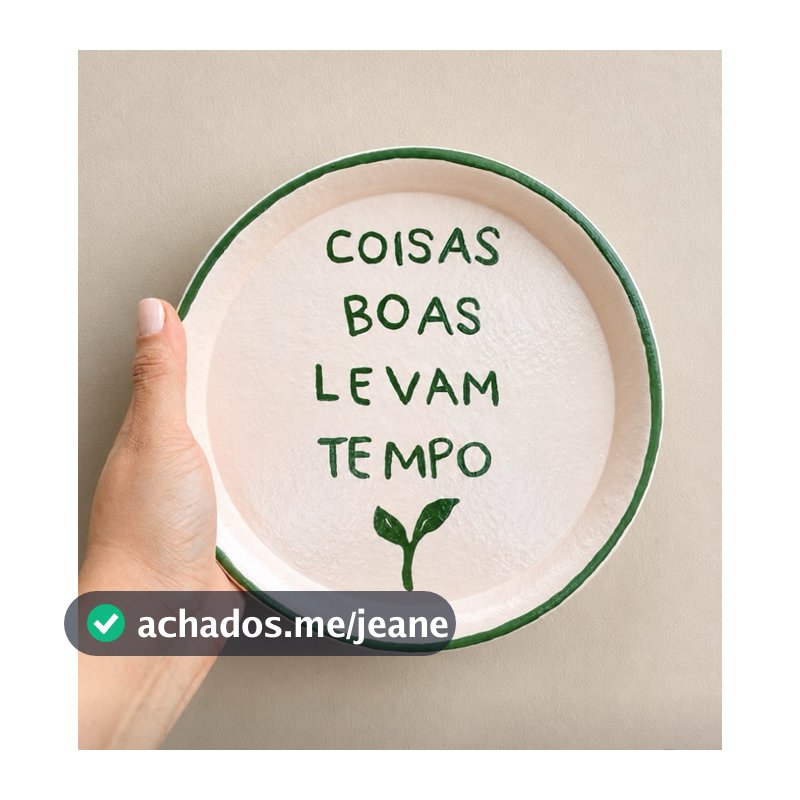 Prato de parede em cerâmica artesanal | 20 cm | frase: coisas boas levam tempo | prato de argila | decoração sala