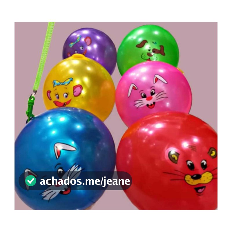 KIT 20 Bolas de Vinil Borracha Poing Poing com Cordao Mola 23cm Bolas Infantil.SOPHIA