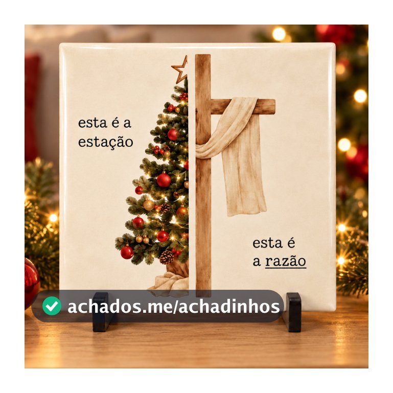 Azulejo Decorativo Jesus é a Razão da Estação Natal Cristão Cesrãmica 15x15 cm
