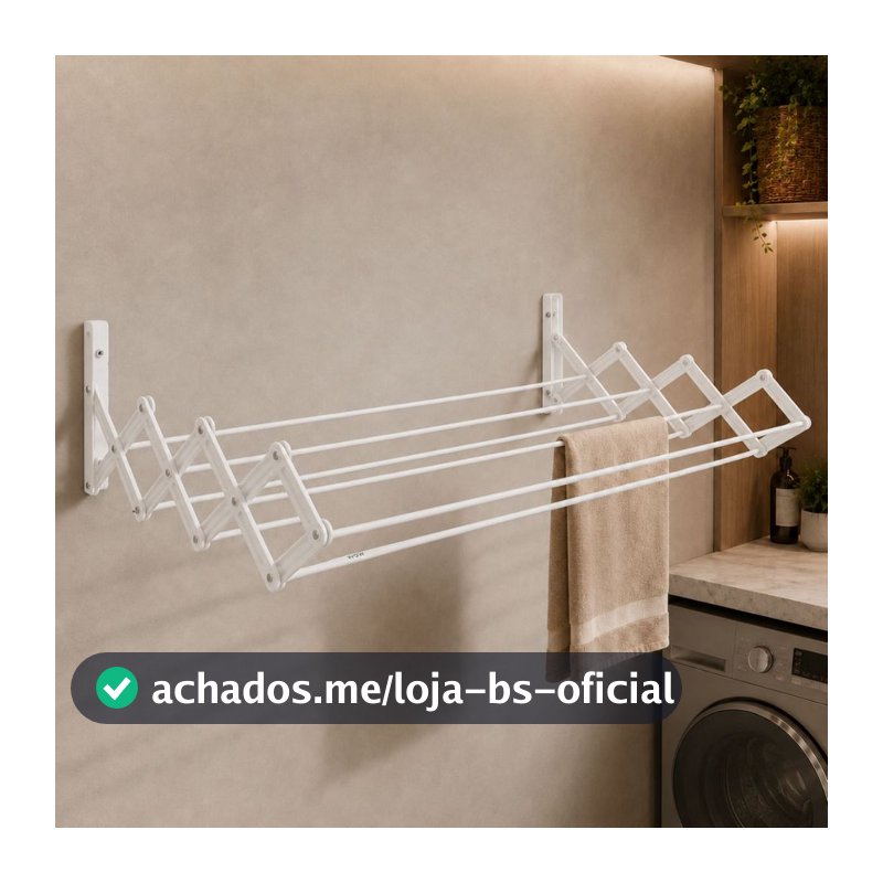 Varal Sanfonado 80 cm dobrável retrátil e Não enferruja