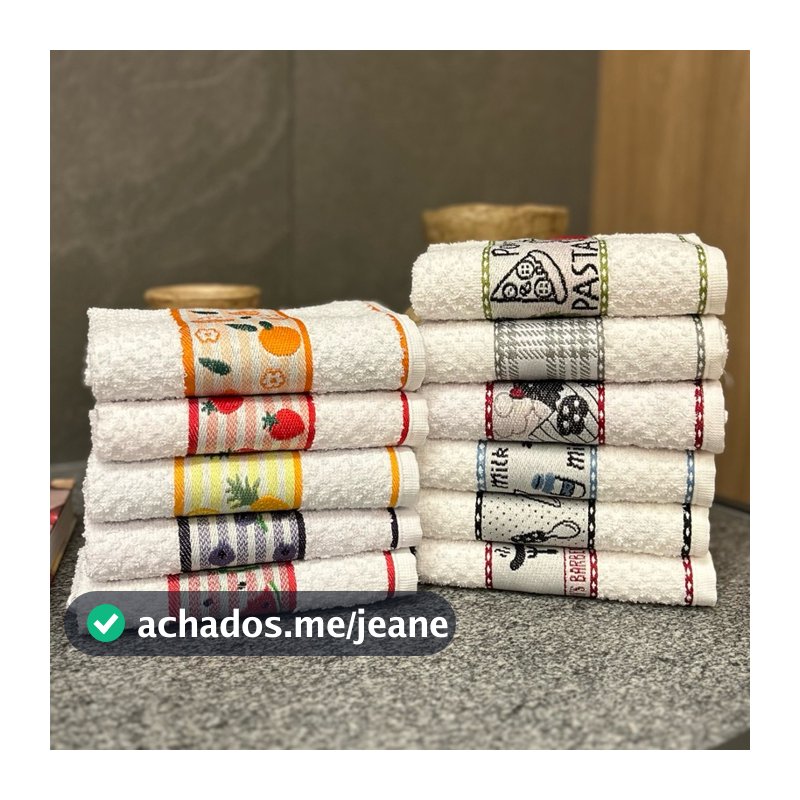 Kit 10 Panos de Prato Jacquard Gourmet Premium Atoalhado Felpudo 100% Algodão Toalha de Copa 45x70cm
