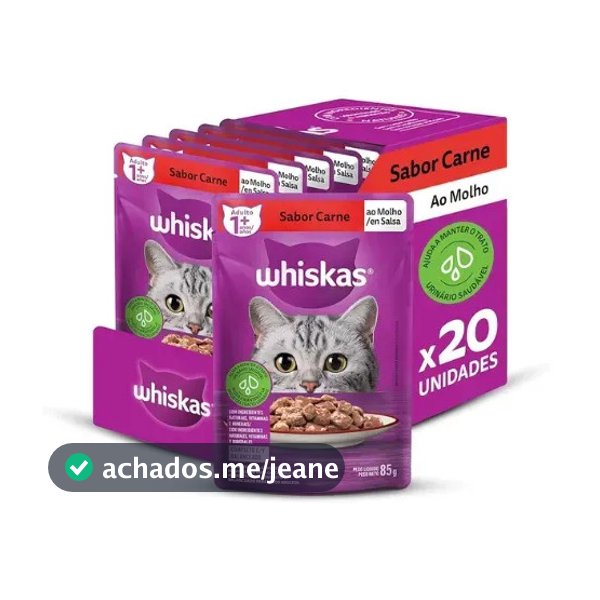 Whiskas Sachê 85g – 16 Unid +4 Grátis Leve 20