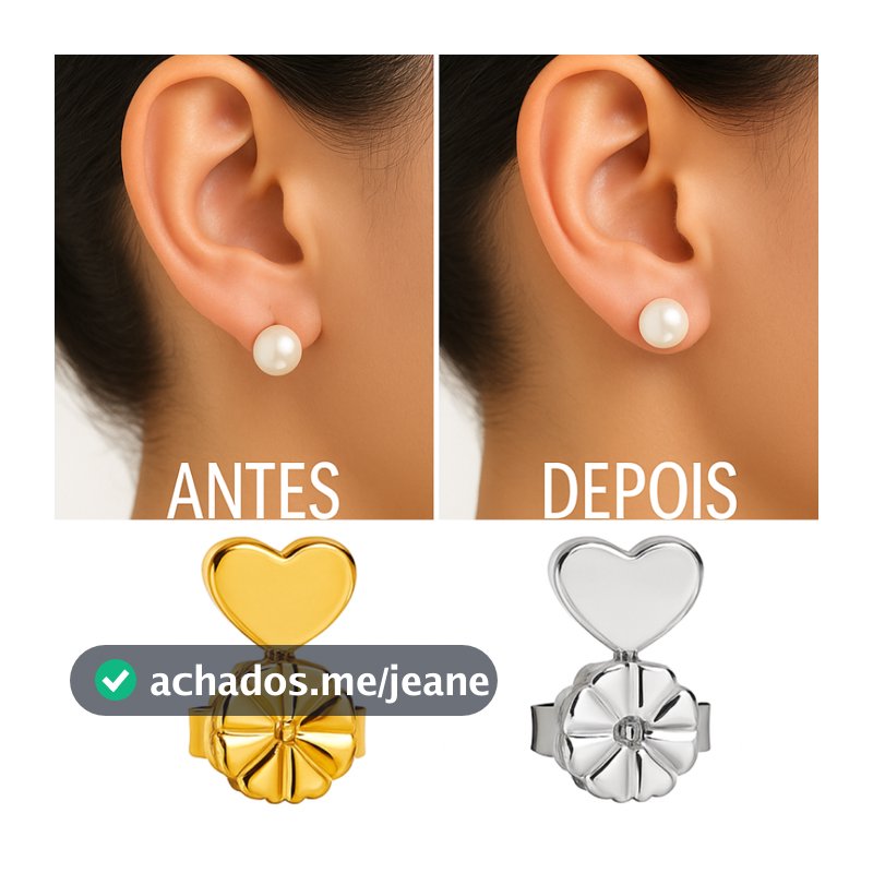 Tarraxa Mágica Sustentação Brincos Orelha Rasgada, Banho Ouro 18k Prata Anti Alérgico Acessórios Femininos