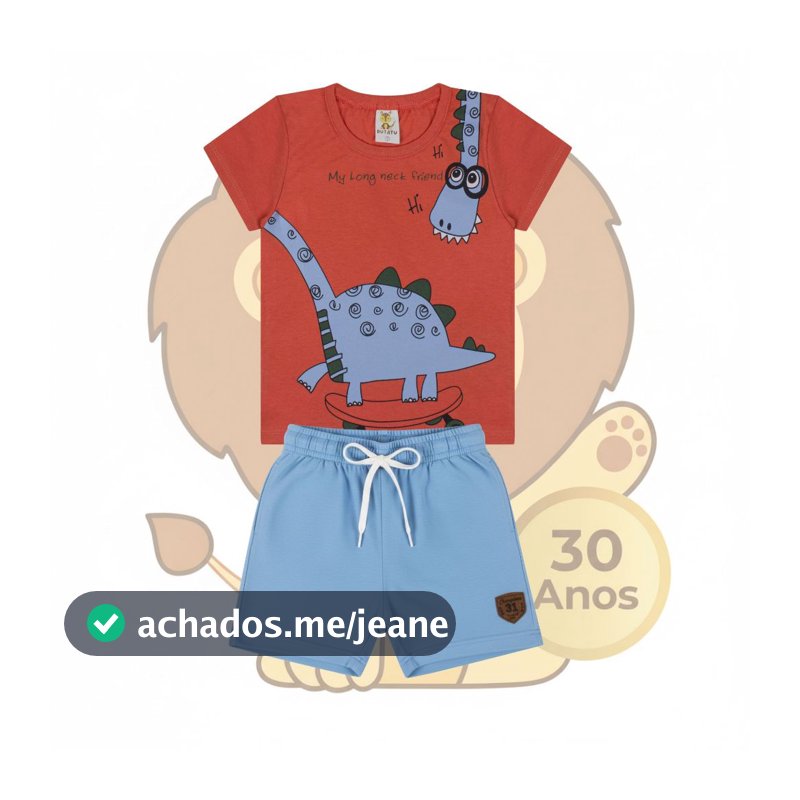 Conjunto Dinossauro Menino Masculino Infantil Verão 100% algodão - PROMOÇÃO BLACK FRIDAY