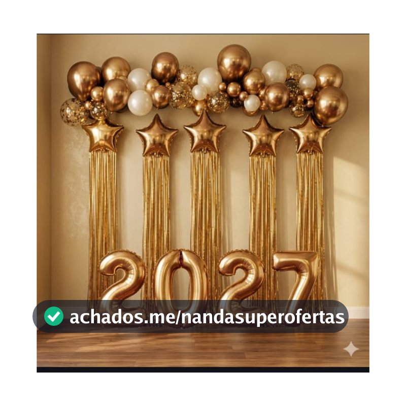 Balão Ano Novo / Réveillon / Metalizado com franja e numero de 70 cm