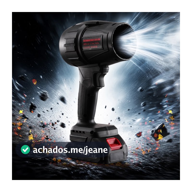 Soprador Turbo de Folhas Sem Fio 48V Alto Desempenho Bivolt, Kit com 2 Baterias | Embalagem em caixa de papel