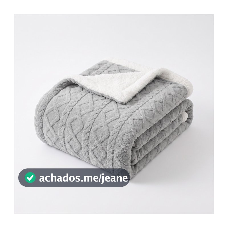 Manta Cobertor de Uga 190x210 cm Premium com Forro de Sherpa Carneirinho Ultra Macio - Dupla Face