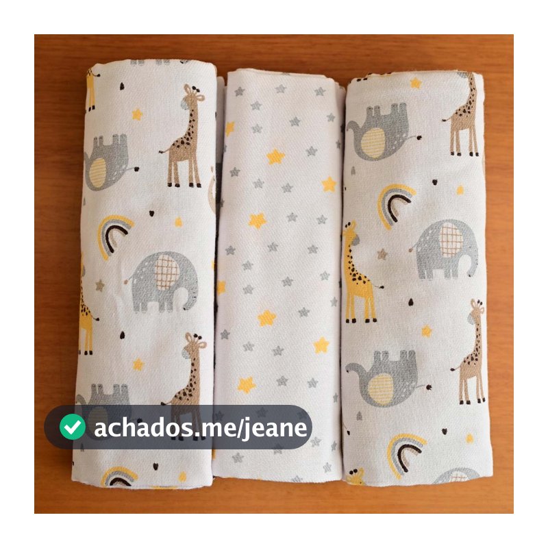 Cueiro 03 Unidades 50 cm x 80 cm Flanelado Bublim Petit