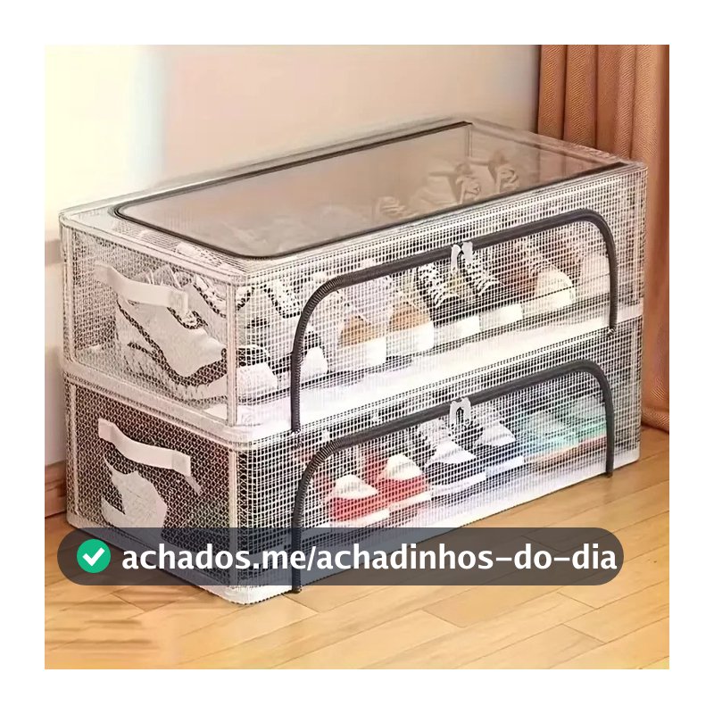 Kit 2 Unidades Caixa Organizadora para Sapatos Empilhável Janela Transparente PVC Protege Contra Poeira Para Tênis e