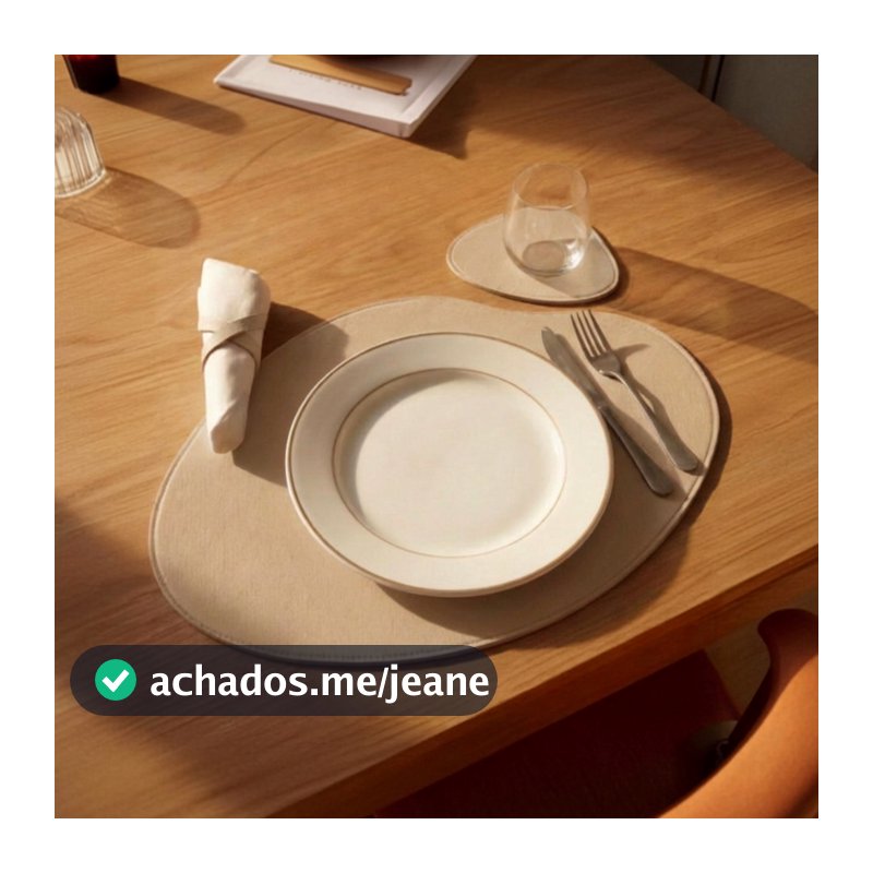 Sousplat Jogo Americano Couro Ecológico Impermeável com Porta Copos Mesa Jantar