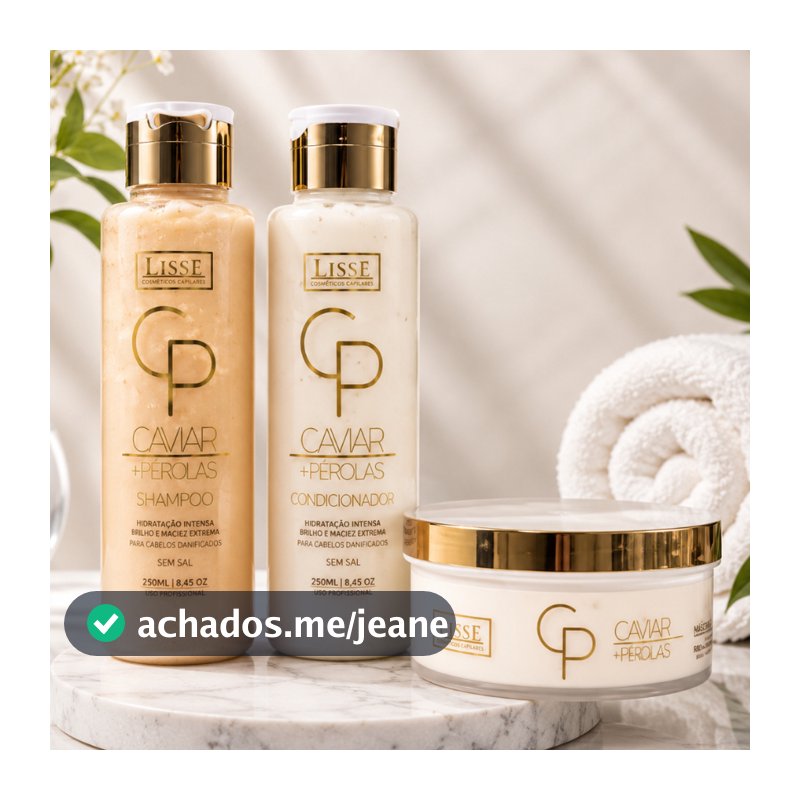 Kit Lissé Caviar Pérolas Reparação Intensiva Shampoo e Condicionador 100ml Máscara 80g