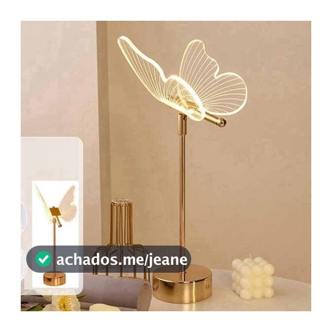 Candeeiro de mesa borboleta, luz noturna nórdica para quarto bivolt 3cors - Presente de Natal