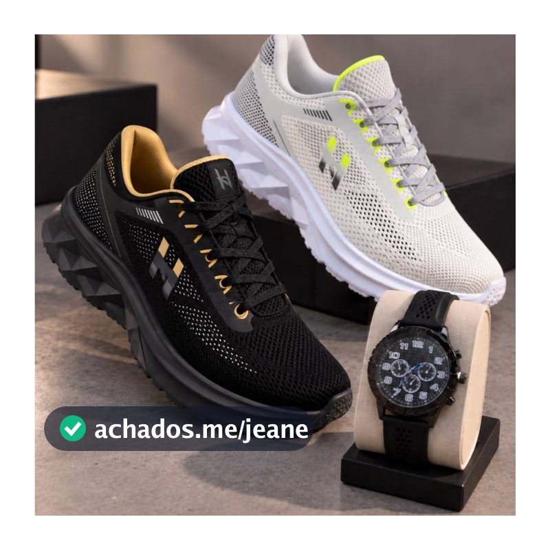 Kit 2 Tenis Masulino Run casual academia leve e confortavel + relogio masculino