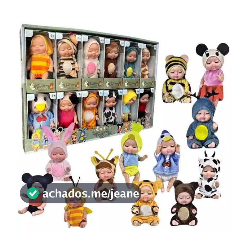 Kit 12 Bonecas Bebê Mini 12cm Dormindo com Olhos Fechados - Brinquedo Infantil Fofo Presente