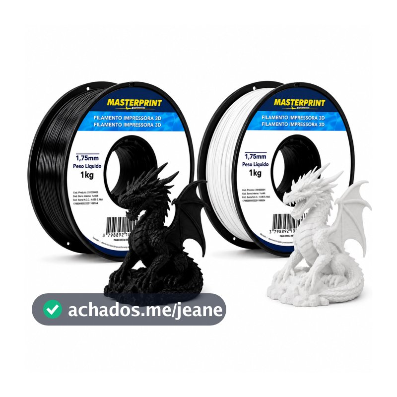Filamento Preto Branco PETG 1Kg 1.75mm MasterPrint Premium Impressora 3D – Várias Cores