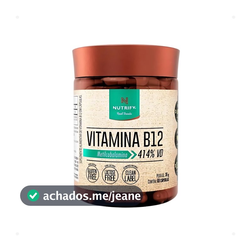 Vitamina B12 Metilcobalamina 414% 60caps Nutrify Original Vegana Zero Açúcar Glúten