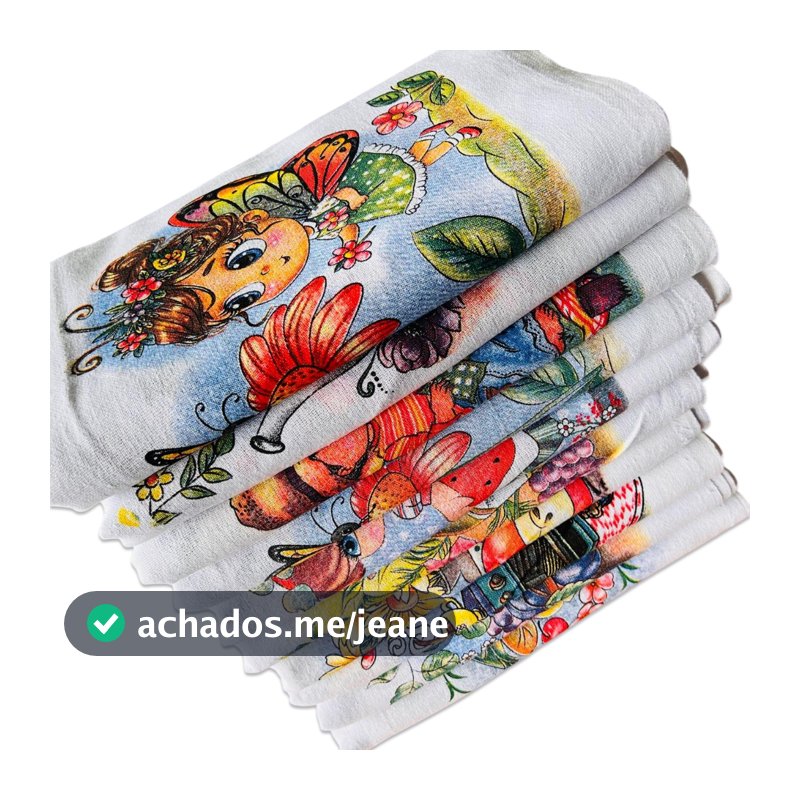 Pano De Prato Atacado Estampado Kit Com 10 Peças