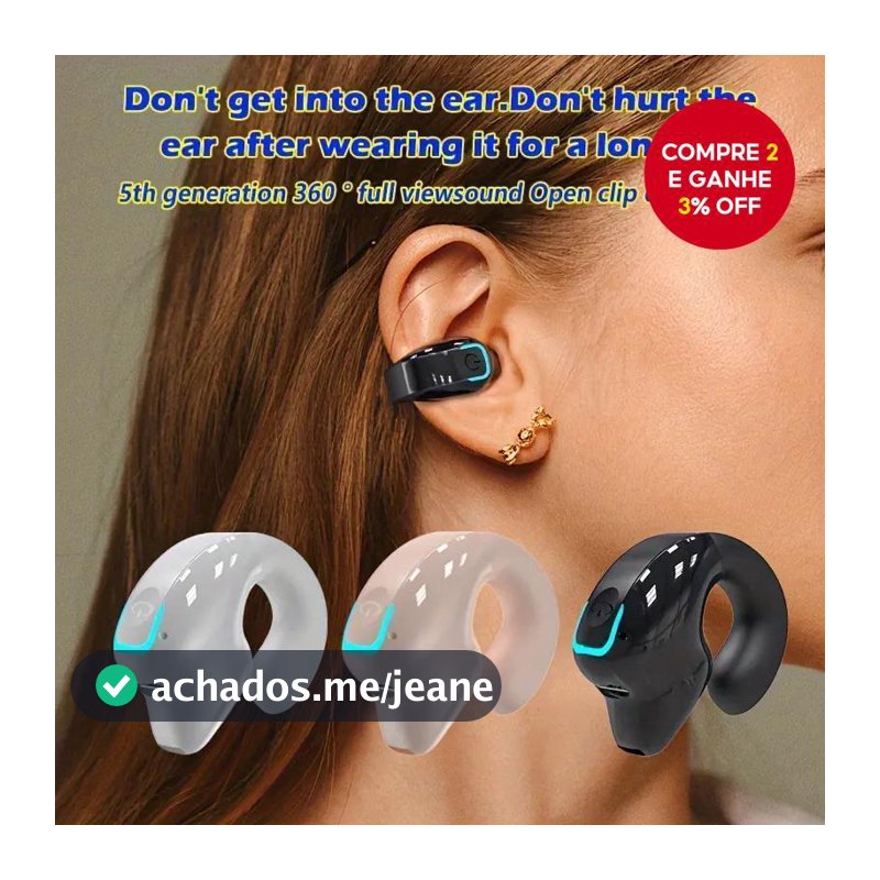Clipes De Orelha Em Fones De Ouvido Negócios Sem Fio Bluetooth 5.3-Único Gancho OWS Driver Chamada Handsfree Leve Confor